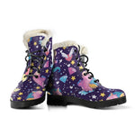 Cute Night Star Unicorn Pattern Print Comfy Boots GearFrost