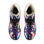 Cute Night Star Unicorn Pattern Print Comfy Boots GearFrost