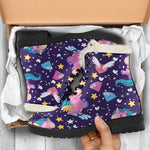 Cute Night Star Unicorn Pattern Print Comfy Boots GearFrost