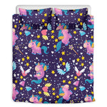 Cute Night Star Unicorn Pattern Print Duvet Cover Bedding Set