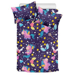 Cute Night Star Unicorn Pattern Print Duvet Cover Bedding Set