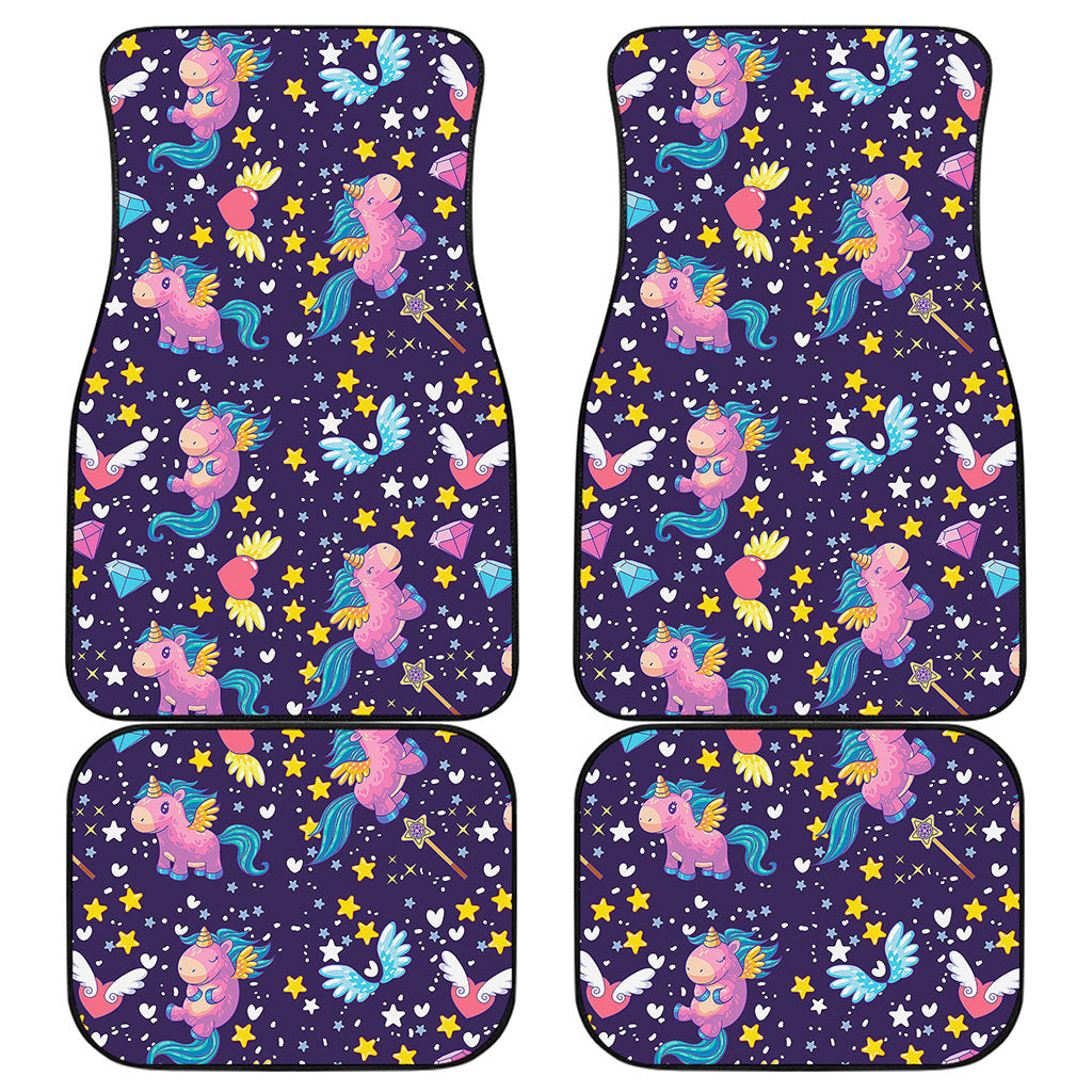 Cute Night Star Unicorn Pattern Print Front and Back Car Floor Mats