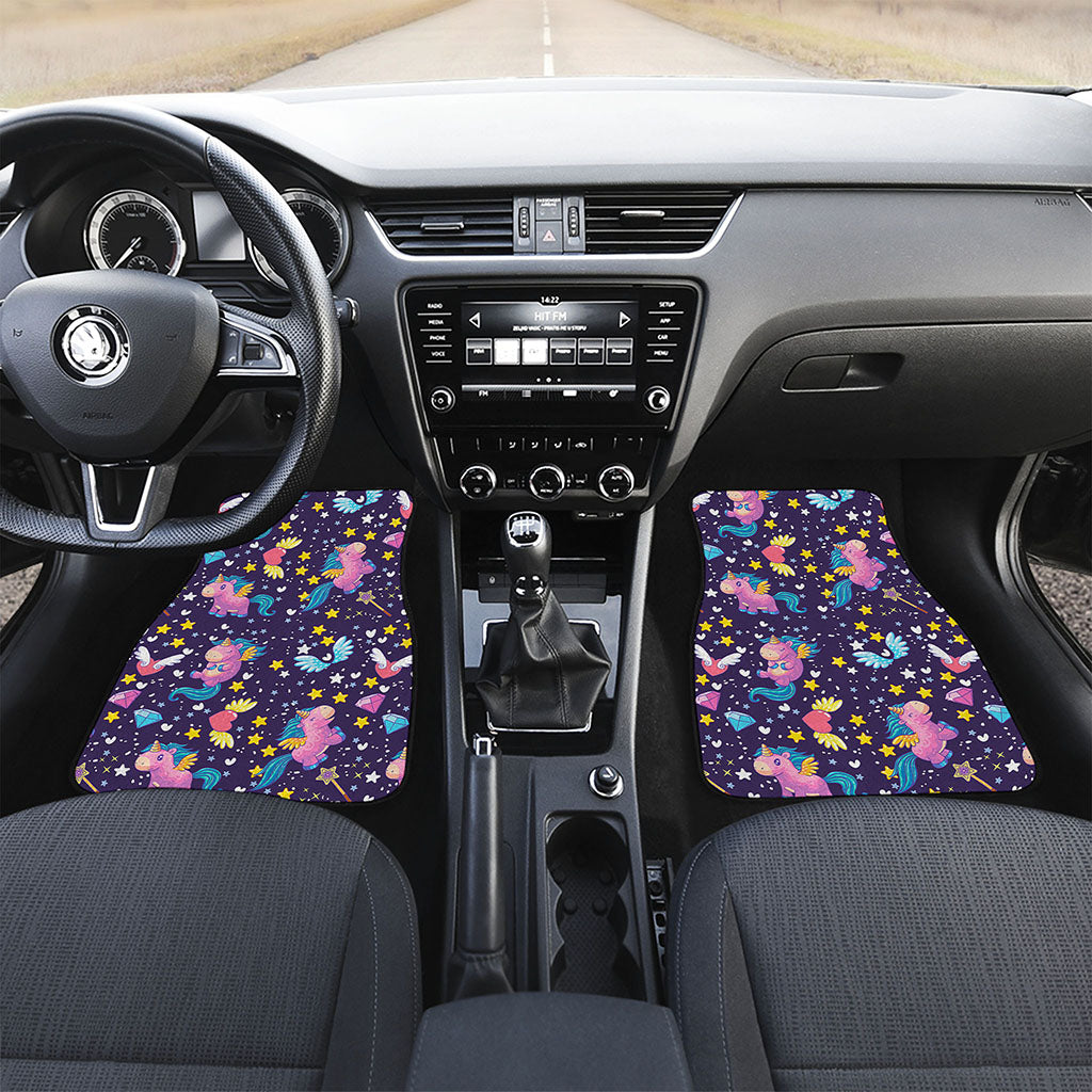 Cute Night Star Unicorn Pattern Print Front and Back Car Floor Mats