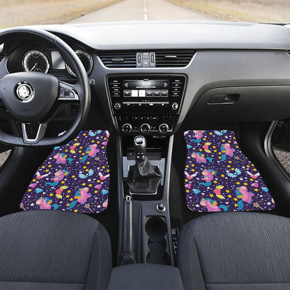 Cute Night Star Unicorn Pattern Print Front and Back Car Floor Mats