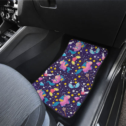 Cute Night Star Unicorn Pattern Print Front and Back Car Floor Mats