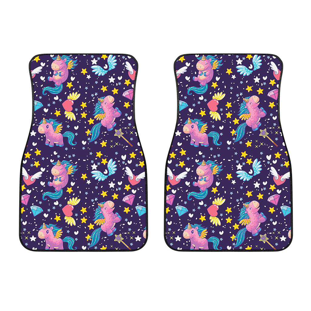 Cute Night Star Unicorn Pattern Print Front Car Floor Mats