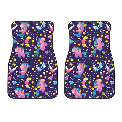 Cute Night Star Unicorn Pattern Print Front Car Floor Mats