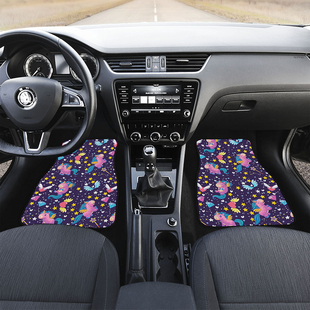 Cute Night Star Unicorn Pattern Print Front Car Floor Mats