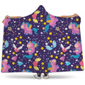 Cute Night Star Unicorn Pattern Print Hooded Blanket