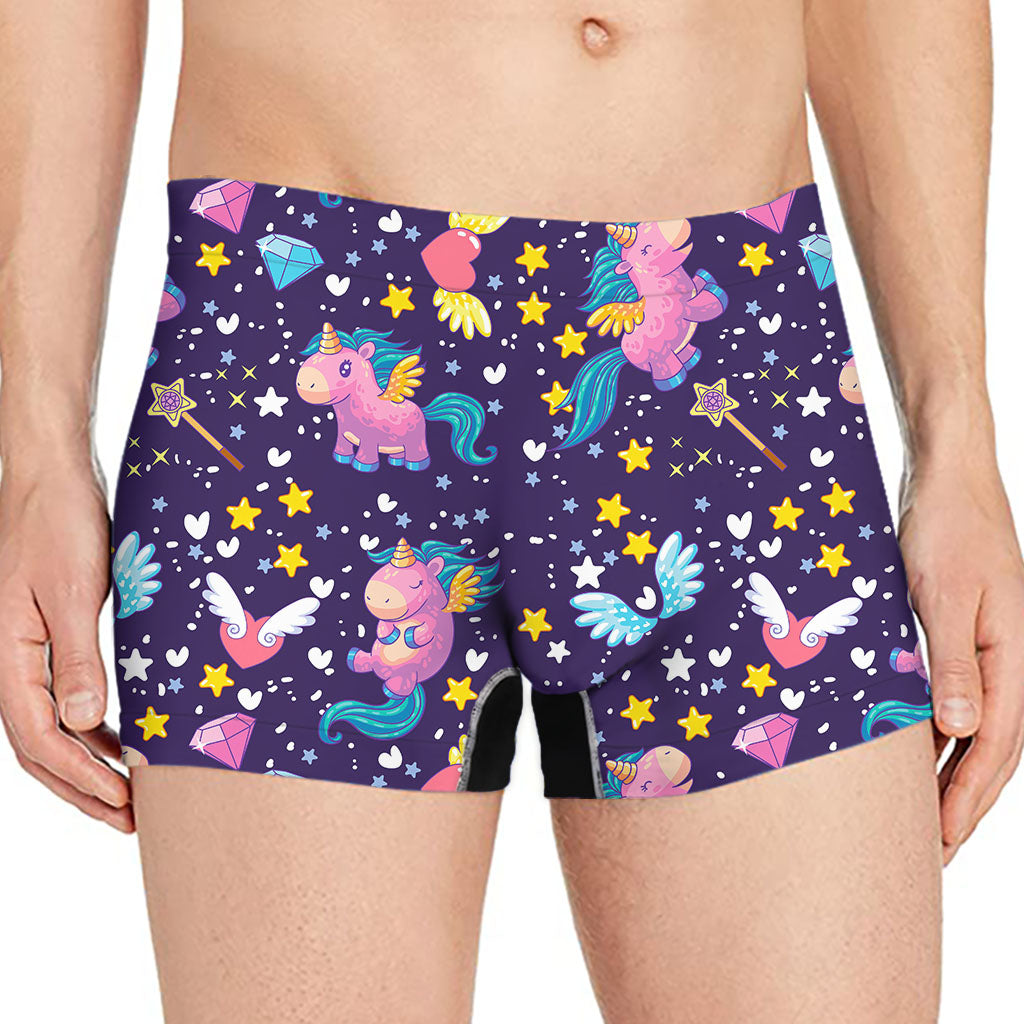 Cute Night Star Unicorn Pattern Print Men's Boxer Briefs