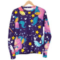 Cute Night Star Unicorn Pattern Print Men's Crewneck Sweatshirt