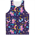 Cute Night Star Unicorn Pattern Print Men's Tank Top