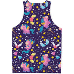Cute Night Star Unicorn Pattern Print Men's Tank Top