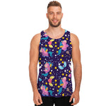 Cute Night Star Unicorn Pattern Print Men's Tank Top