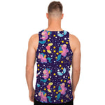 Cute Night Star Unicorn Pattern Print Men's Tank Top