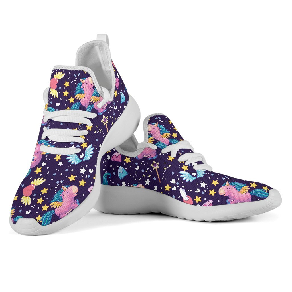 Cute Night Star Unicorn Pattern Print Mesh Knit Shoes GearFrost