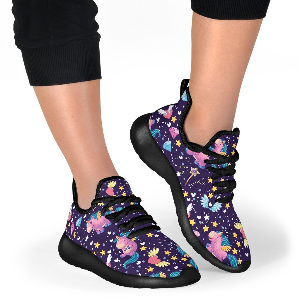 Cute Night Star Unicorn Pattern Print Mesh Knit Shoes GearFrost