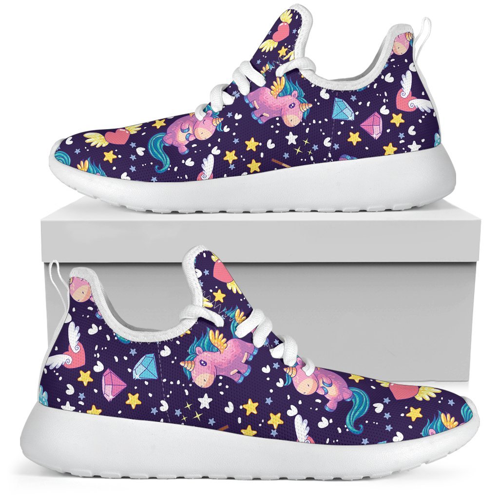 Cute Night Star Unicorn Pattern Print Mesh Knit Shoes GearFrost