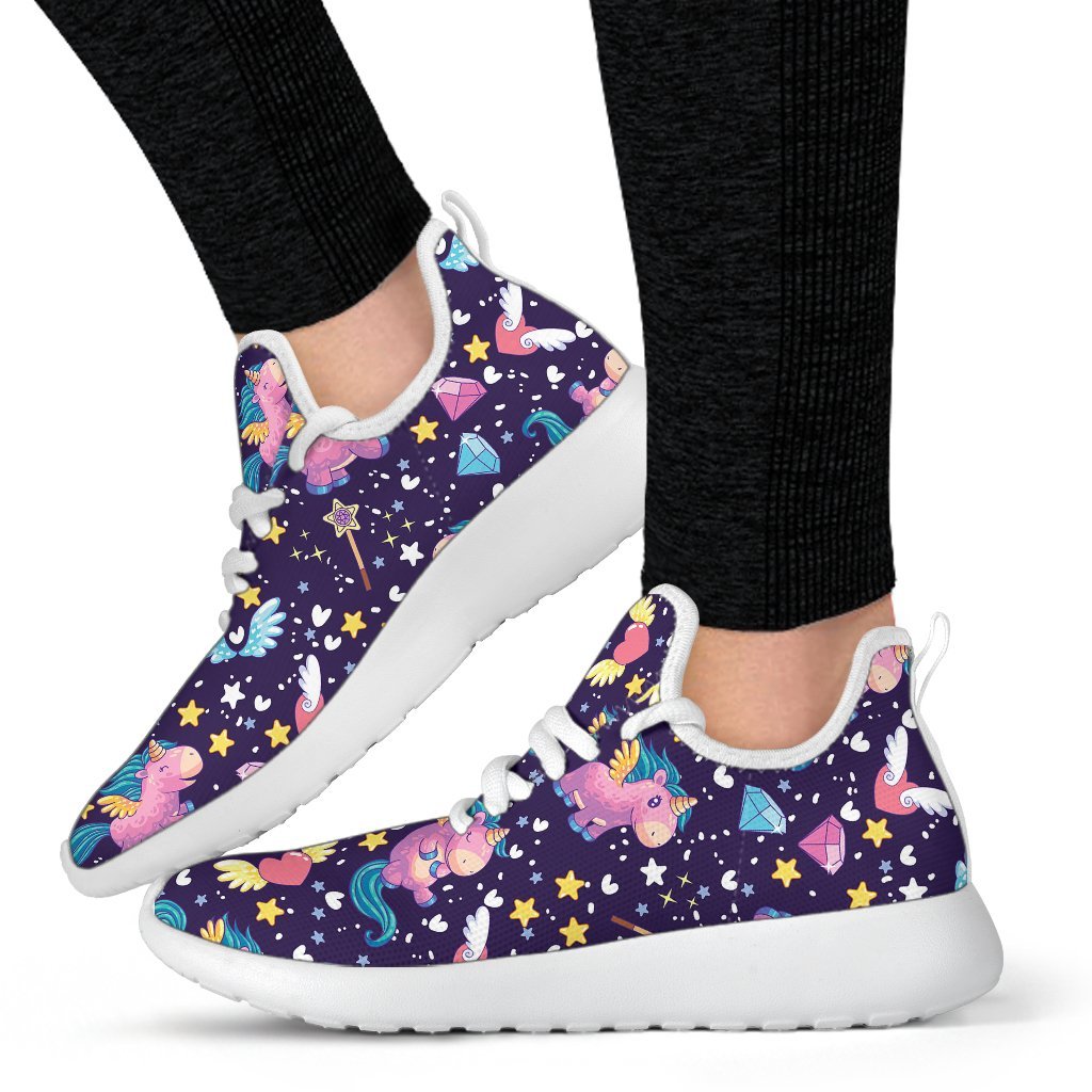 Cute Night Star Unicorn Pattern Print Mesh Knit Shoes GearFrost