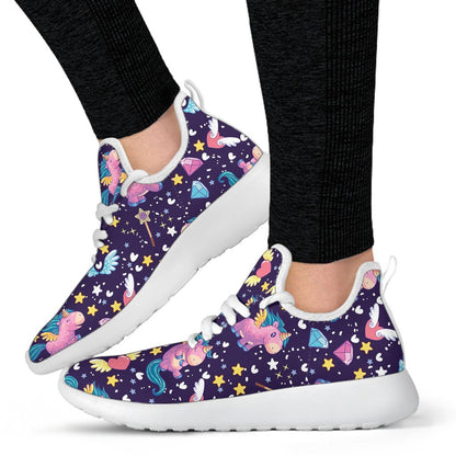 Cute Night Star Unicorn Pattern Print Mesh Knit Shoes GearFrost