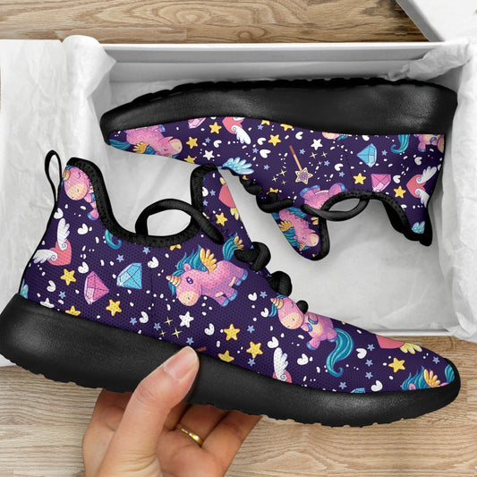Cute Night Star Unicorn Pattern Print Mesh Knit Shoes GearFrost