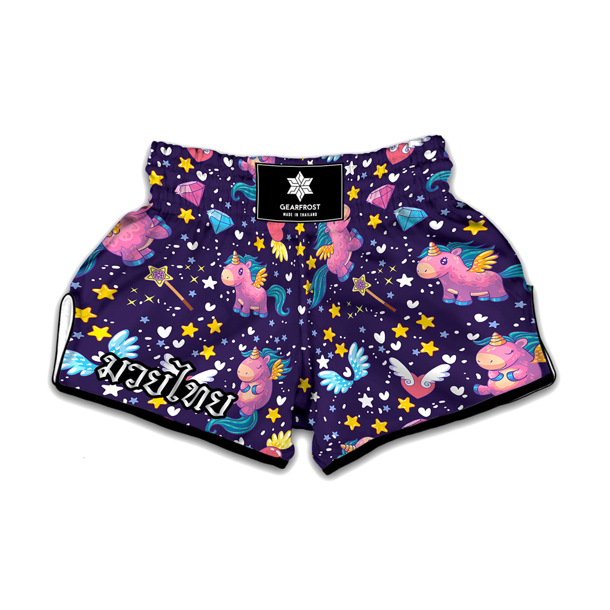 Cute Night Star Unicorn Pattern Print Muay Thai Boxing Shorts