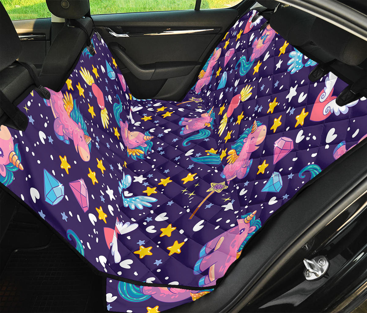 Cute Night Star Unicorn Pattern Print Pet Car Back Seat Cover