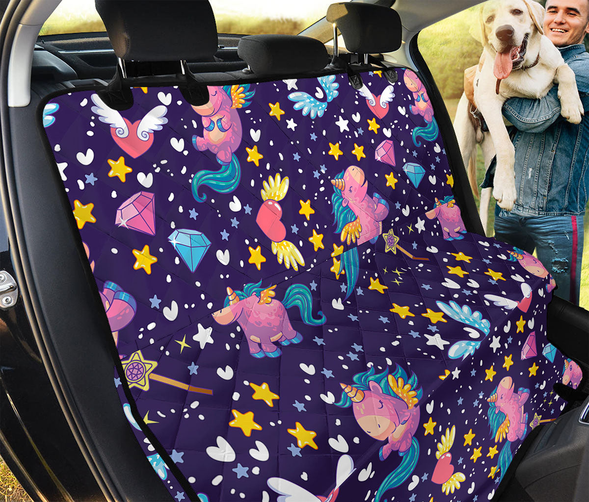 Cute Night Star Unicorn Pattern Print Pet Car Back Seat Cover