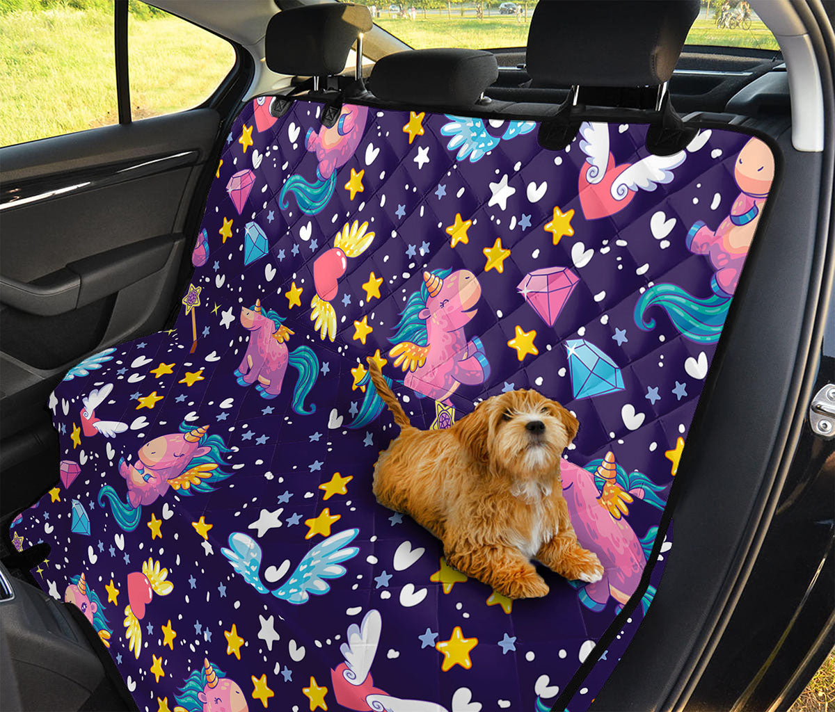 Cute Night Star Unicorn Pattern Print Pet Car Back Seat Cover