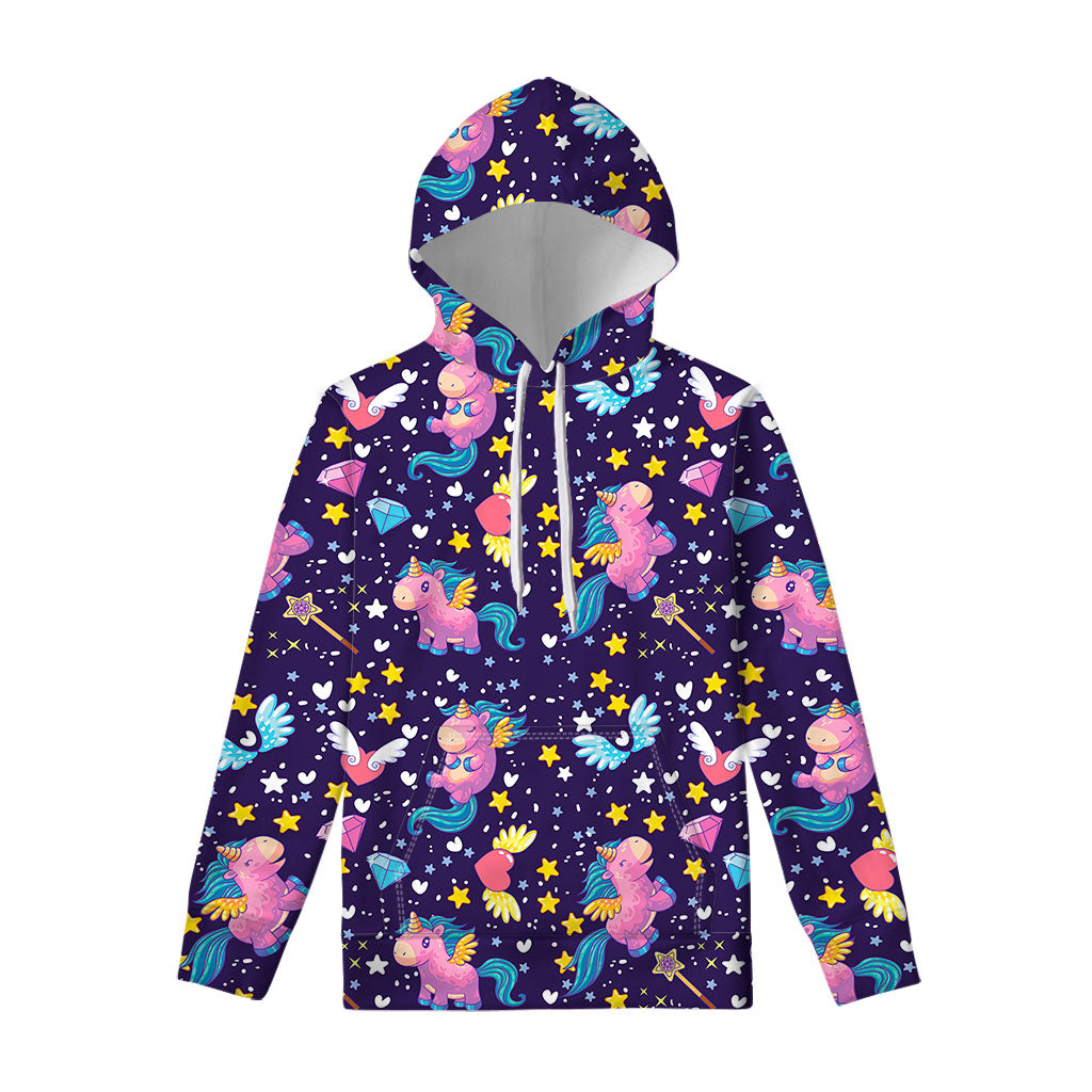 Cute Night Star Unicorn Pattern Print Pullover Hoodie