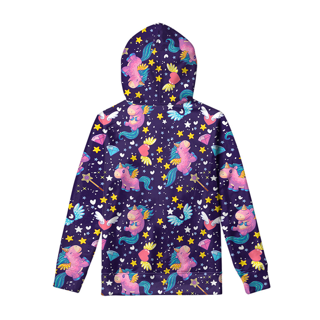 Cute Night Star Unicorn Pattern Print Pullover Hoodie