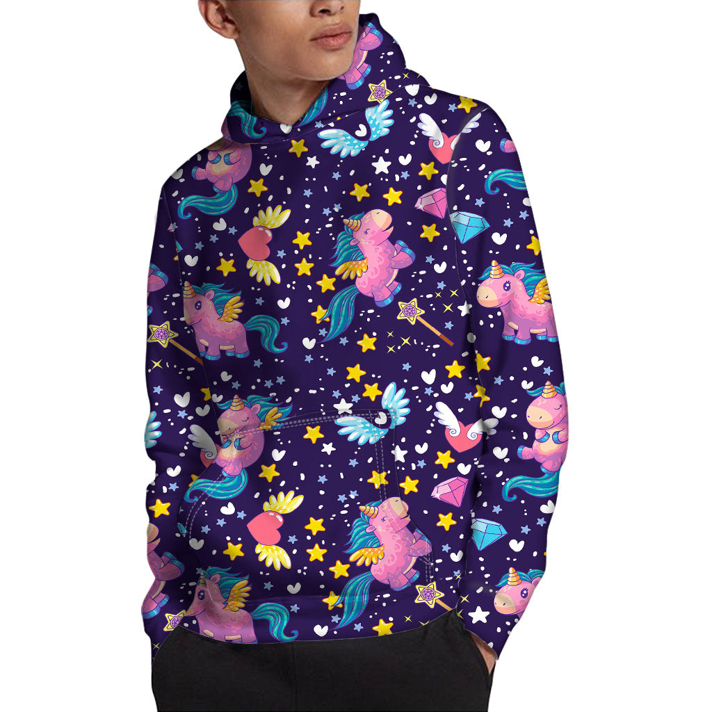 Cute Night Star Unicorn Pattern Print Pullover Hoodie