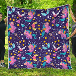 Cute Night Star Unicorn Pattern Print Quilt