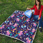 Cute Night Star Unicorn Pattern Print Quilt