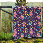 Cute Night Star Unicorn Pattern Print Quilt