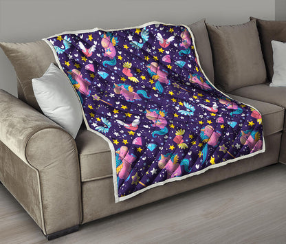 Cute Night Star Unicorn Pattern Print Quilt