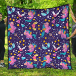 Cute Night Star Unicorn Pattern Print Quilt