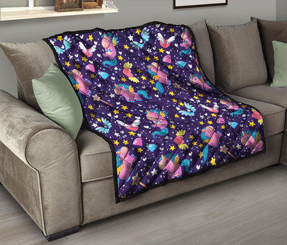 Cute Night Star Unicorn Pattern Print Quilt