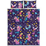 Cute Night Star Unicorn Pattern Print Quilt Bed Set