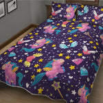 Cute Night Star Unicorn Pattern Print Quilt Bed Set