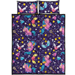 Cute Night Star Unicorn Pattern Print Quilt Bed Set