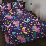 Cute Night Star Unicorn Pattern Print Quilt Bed Set