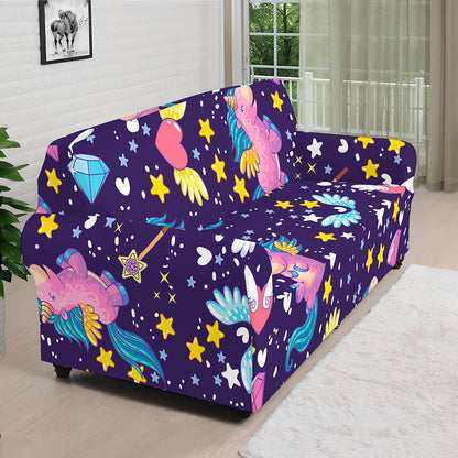 Cute Night Star Unicorn Pattern Print Sofa Cover