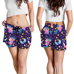Cute Night Star Unicorn Pattern Print Women's Shorts