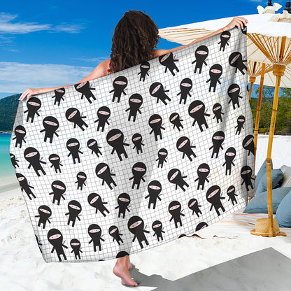 Cute Ninja Pattern Print Beach Sarong Wrap