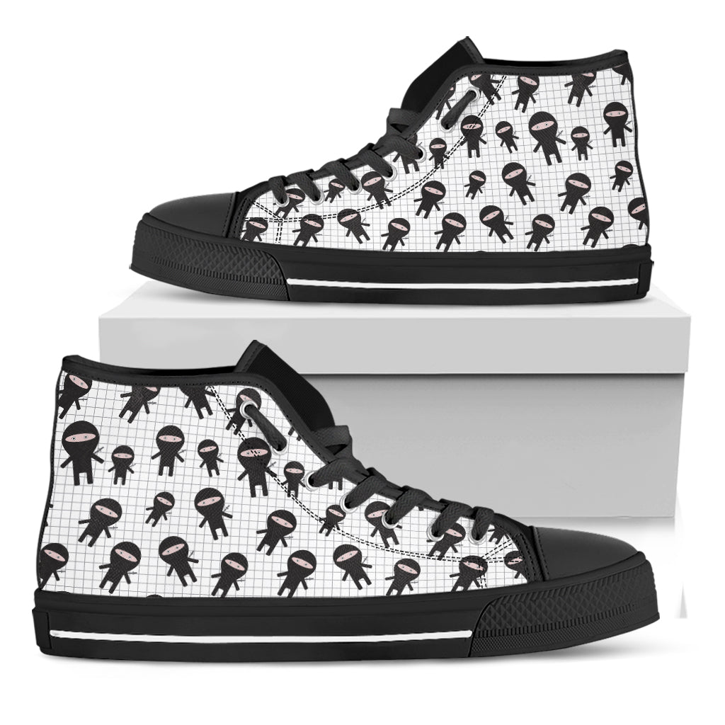 Cute Ninja Pattern Print Black High Top Shoes