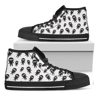 Cute Ninja Pattern Print Black High Top Shoes