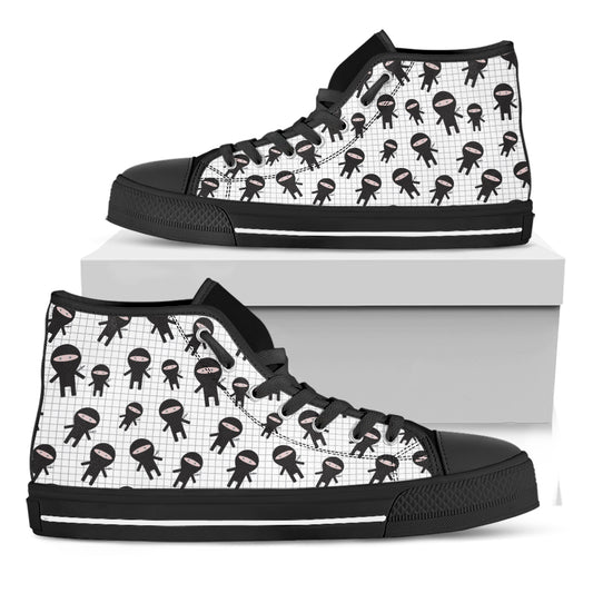 Cute Ninja Pattern Print Black High Top Shoes