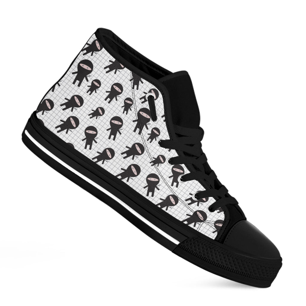 Cute Ninja Pattern Print Black High Top Shoes