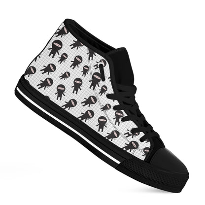 Cute Ninja Pattern Print Black High Top Shoes